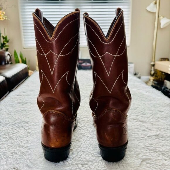 Vintage Brown Genuine Leather Western Cowboys Boots size 8.5 D - Picture 5 of 6